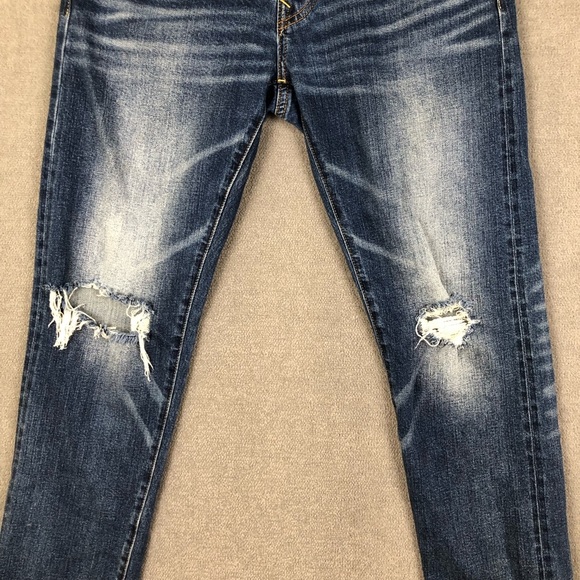 American Eagle Men's Blue Distressed flex slim button closure jeans size 31X32 - Picture 2 of 11